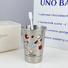 問號男孩女孩款加厚防摔不鏽鋼情侶牙刷杯簡約漱口杯創意洗漱杯, 1個, 點點臘腸狗漱口杯:401-500ml