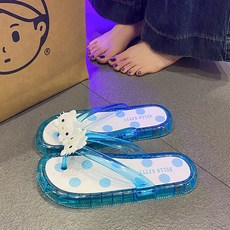 투니스 여성 고양이 폴카 도트 쪼리 슬리퍼