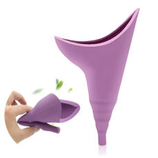 실리콘 휴대용 여성용 소변기 입식 누워서 환자용 소변통 여자 깔대기 차량용 장거리 여행 임산부 노인, 보라색, 1세트