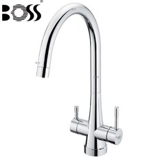 BOSS 無鉛三合一廚房龍頭 D-00233 附RO過濾出水口 獨立飲用水道 日本進口陶瓷閥芯 台灣製造, 1個