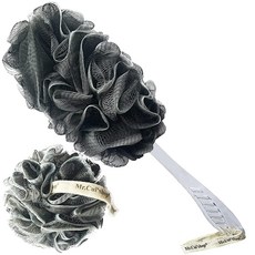 2개/세트 차콜 각질 제거 수세미 목욕 백 브러시 스틱 - 라디안이 있는 긴 손잡이는 인체 공학적 남성 및 여성용 - 샤워 스폰지 바디 백 스크러버 1개와 샤워 스폰지 푸프 메