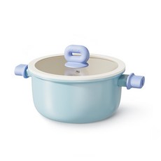 차이첸 세라믹 곰솥 IH 인덕션 양수냄비 가스용 다용도솥 주방용 조리기구, 1개, 하늘색, 22cm
