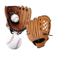 마메 야구 캐치볼 우투 글러브 2p + 야구공 2p, 1세트, BROWN
