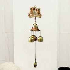 데일리데코 드리바 부엉이 풍경 도어벨 문종, 쌍둥이-브라운, 쌍둥이-브라운