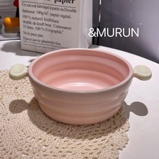 可愛糖果系列雙耳碗 兒童飯碗, 1個, 糖果雙耳碗粉色1衹,帶耳朵測量7.5英寸, 粉色