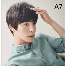 【幸運星】台灣發貨 男生假髮 斜流海 短髮 男士 假髮 男女通用 Cosplay 道具 角色扮演 附髮網, 1個, 深棕色假髮/整頂假髮沒有夾子