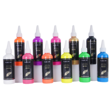 金羽毛 螢光色系壓克力顏料 12瓶入 流體畫專用, 詳見包裝, 100ml, 1組