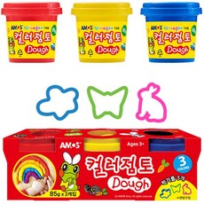 아모스 컬러점토 3종 세트, 빨강 + 노랑 + 파랑, 85g, 1개