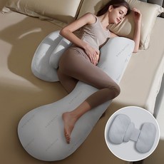 孕婦枕頭護腰側睡託腹睡覺側臥抱枕懷孕期專用神器夾腿, 美國孕嬰【進口天絲貢緞面料 順滑如絲】定製灰
