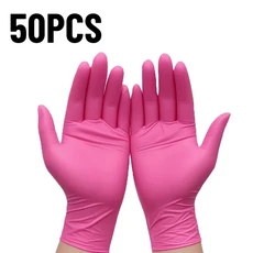 50/100PCS 일회용 딥 핑크 라이트 장갑 가정용 청소 니트릴 다목적 애완 동물 목욕 도구, 01 S, 01 50PCS-Deep Pink