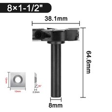 생크 CNC 스포일보드 표면 라우터 비트 2 + 플루트 목재 대패 간나 카바이드 삽입 슬래브 플랫 밀링 커터, 8X38.1mm no parts, 07 8X38.1mm no parts