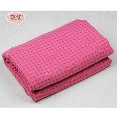 臺灣出貨 梅花點瑜伽鋪巾瑜伽毯瑜伽墊加厚瑜伽巾防滑可機洗毛巾毯 3UPK, 玫紅硅膠：183*63+送網袋, 1個