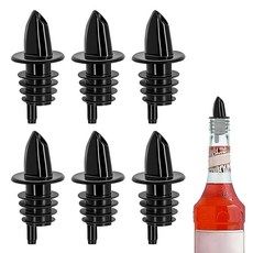6피스 플라스틱 주류 병 푸어러 블랙 - 알코올용 클래식 병 푸어러 누출 방지 식기 세척기 사용 가능 주류 병용 푸어러 6팩 (블루)
