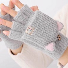 FISH CAT 兒童翻蓋半指手套 可愛保暖加厚針織手套