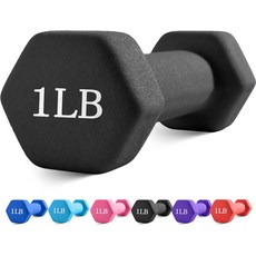 포트존 55세 이상 노인을 위한 어깨 목 손 훈련을 네오프렌 코팅 싱글 1LB-3LB 안티롤 미끄럼 방지 육각형 홈 피트니스 장비로 덤벨 무게 측정, 01-Pound, Single, Black