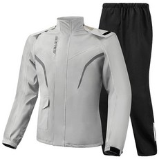 Scoyco 남성용 레인 재킷 방수 2겹 휴대용 경량 통기성 우비 후드 포함 야외 오토바이 자전거 골프 사이클링 하이킹 낚시용 (그레이 블랙 2피스 세트), 회색, 회색