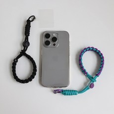 쇼즐 소매치기 방지 핸드폰 스트랩줄, 블랙+퍼플