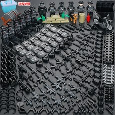 전쟁 피규어 모형 밀리터리 전투함 군인 산 미니어처 군사 특수부대 경찰 소년 조립식 작은 병사 교육용 장난감 퍼즐., [26] 블랙 팬서 뱅가드 SWAT 팀 (수납함 포함)