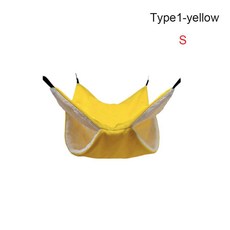 플러시 햄스터 해먹 작은 동물 더블 레이어 침낭 둥지 애완 쥐 다람쥐 케이지 하우스, S, Type1 Yellow