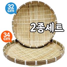 파크무역 A급 대나무 채반 원형2종 32-34cm (소쿠리 바구니 전 부침개 광주리), 1개