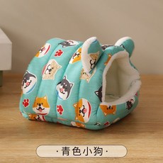 倉鼠保暖窩 蒙古包加絨睡窩, S碼青色小狗（10*10cm 倉鼠適用, 1個