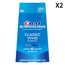 [미국발송] 크레스트 3D 화이트스트립 클래식 비비드 10회분 20매 치아미백 패치 셀프 화이트닝 키트 2개세트, 40개, 1g
