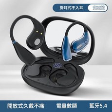 藍牙開放式耳機 電量數顯 寶石藍, 如圖