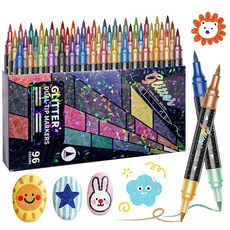 [린시] 아트 드로잉 플래시형 마커펜 더블헤드 이색 마카펜세트, 1세트, 96색