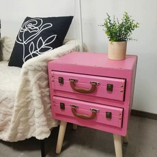 엔틱 낮은협탁 미니 선반 사이드 협탁 침대 옆 A 레트로 2단, 1개, E. 핑크 더블 드로우