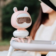 수호랑 휴대용 유모차 문어발 선풍기 탁상용 미니 다용도, 핑크토끼, 1개