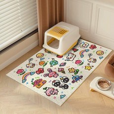 卡通貓砂墊 防外濺 控砂 彩色小喵窩設計 40*60cm, 貓砂墊-彩色塗鴉,40*60cm【抗污耐髒】