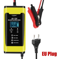 자동차 배터리 충전기 오토바이 12V 6A 스마트 사이클 젤 납산 대 한 지능형 펄스 수리 LCD 디스플레이 ﻿, 04 YELLOW-US