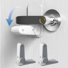 다용도 회전형 무타공 문손잡이 안전잠금 장치 2p 세트, 화이트, 2개