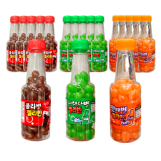 젤리빈 60g 콜라병 + 사이다병 + 판타병 / 세트 탄산음료 맛 젤리 빈 구미 간식, 6세트, 180g