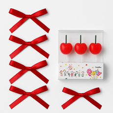 [체리초(3개입)+리본데코픽(5개입) 1세트] 생일파티 테이블데코 파티초 빈티지파티 빈티지케이크, 체리초+리본데코픽