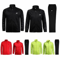 羽球外套羽毛球服外套套裝 新款羽毛球服 休閒上衣秋東男女運動比賽服長袖外套三個顏色2101#, 紅色套裝,XL, 1個