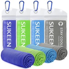 Sukeen 목과 얼굴을 위한 쿨링 타월 더운 날씨용 타월 4팩101.6cm x 30.5cm40인치 12인치 요가 스포츠 달리기 운동 체육관 캠핑 피트니스 운동, 블루/그린/다크 블루/다크 그레이, 1개