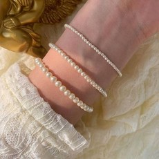 스와로브스키 진주팔찌 3mm 4mm 6mm 실버925 레이어드 데일리 은팔찌