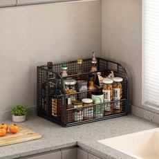 桌面收納架 廚房置物架 杯架 餐具收納架, 白色-三層小號【免安裝】,MJ, 1個