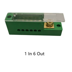 분전함 대형 케이스 중형 모노폴 스플리터 커넥터 박스 1 ~ 6/8/9/12 난연성 미터링 와이어 터미널 행 배전 구성 요소에 적합한 부품 | 나사 고정 블록 구리 접촉기, 1 In 6 Out, 1개