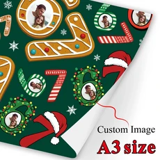 3시트 맞춤형 사진 크리스마스 포장지 녹색 배경 번호 67 디자인 선물 결혼식 생일 파티 장식, 01 3pcs