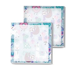 AOPEFNX 스티커 메모 패드 2개 3x3인치 귀여운 컬러풀 펀 셀프 스틱 메모 패드 쉬운 포스트 강력 접착 메모장 고양이, Cute Llama Sloths