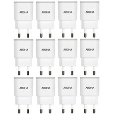 국산 아로하 2.1A 2USB 휴대폰 멀티 충전기 12개 1세트 MADE IN KOREA, 화이트