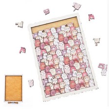 趣貓集 各種職業的貓 木質拼圖疊疊樂 療癒系軟萌親子互動動物, 1個, 羊駝疊疊樂