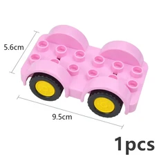 큰 크기 철도 기차 트랙 벽돌 직선 곡선 오르막 대형 트랙 다리 차량 도시 장난감 빌딩 벽돌 호환 Duploes, 40 Pink Car