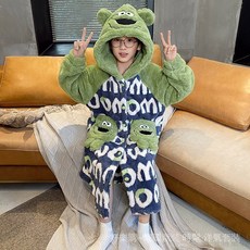 高品質冬季兒童珊瑚絨睡袍男童法蘭絨加厚加絨保暖卡通男孩青少年家居服 HMGG