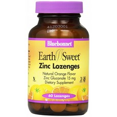 Bluebonnet 鋅15mg口含錠 橘子口味 無麩質, 60顆, 1罐