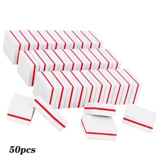 50pcs 양면 미니 네일 블록 다채로운 스폰지 매니큐어 샌딩 버퍼 스트립 연마 도구, 03 white