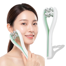 GURAN EMS 페이스롤러 디바이스 마사지기 고주파 브이라인 얼굴 마사지기, 그린, LH-1003