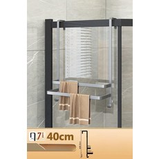 욕실 도어 수건걸이 타월 행주 거치대 선반 정리대, 1개, 건메탈그레이 더블봉 40cm 7자형 B